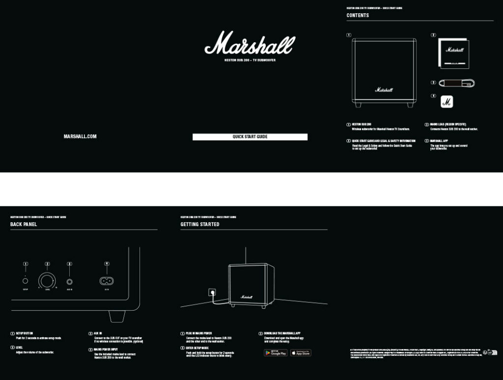 Instruktionsböcker Marshall Heston SUB200