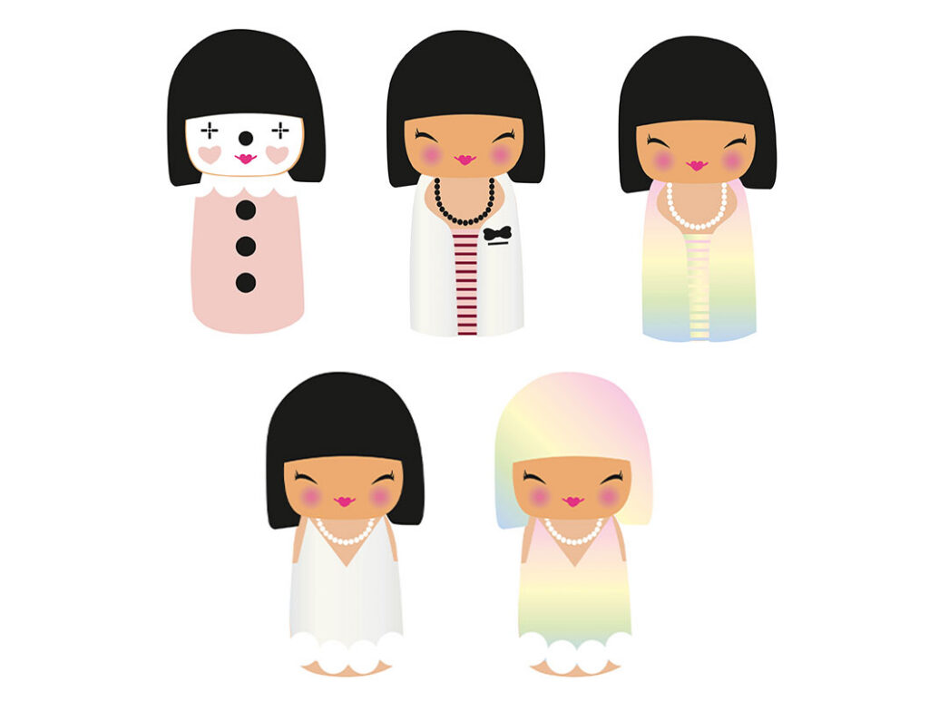 Ideer kokeshi-dockor